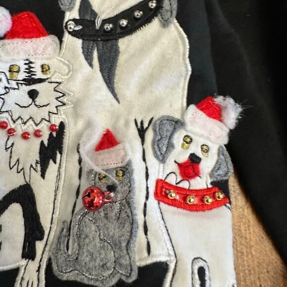 Vintage Christine Rotelli Holiday‎ Cardigan Sweater S Dog Santa Ugly Christmas - Picture 7 of 10
